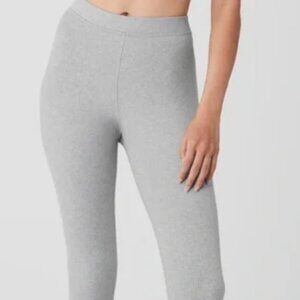 Alo Yoga Ribbed High Waist 7/8 Blissful Leggings Heather Gray Size XXS